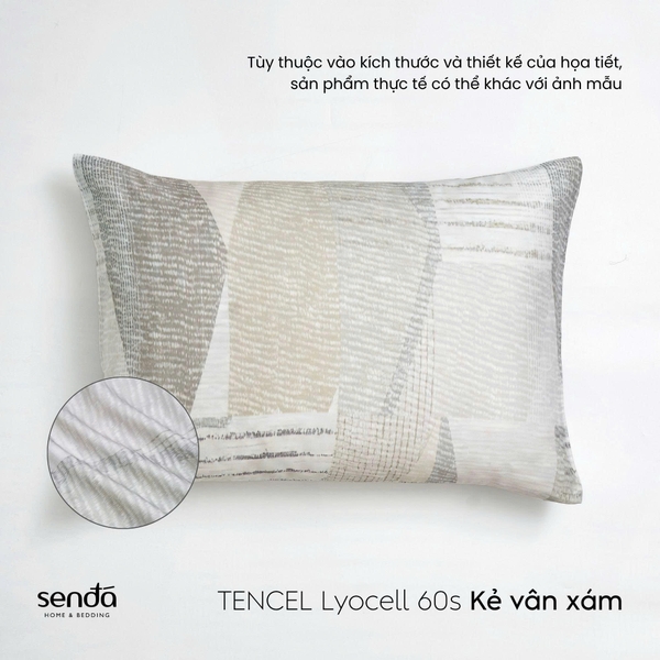 Vỏ gối nằm Lụa Tencel 60S họa tiết - Kẻ vân xám