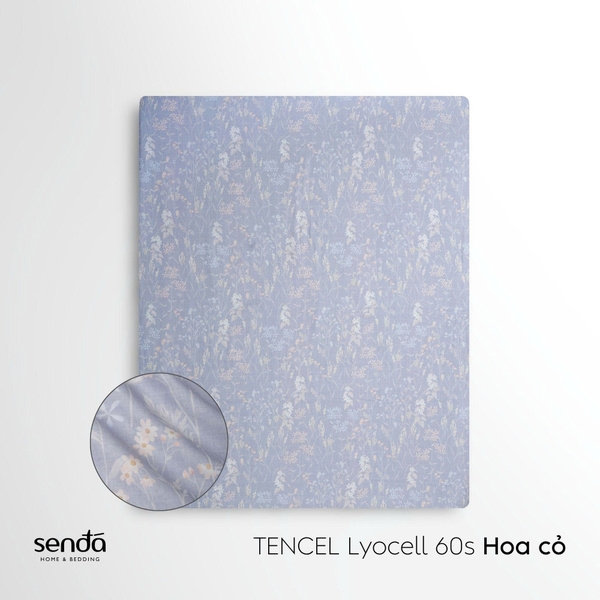 Bộ ga gối 3 món Lụa Tencel 60S họa tiết - Hoa cỏ