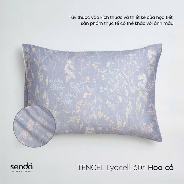 Vỏ gối nằm Lụa Tencel 60S họa tiết - Hoa cỏ