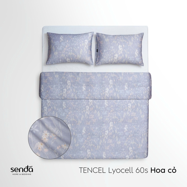 Vỏ chăn chần bông Lụa Tencel 60S họa tiết - Hoa cỏ