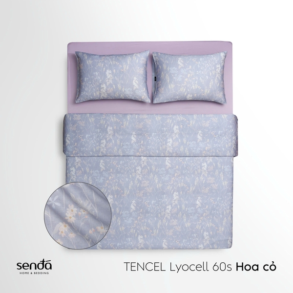 Vỏ chăn chần bông Lụa Tencel 60S họa tiết - Hoa cỏ