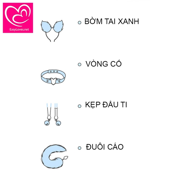 [Mã 105] Bộ Cosplay cáo xanh 4 món siêu xinh