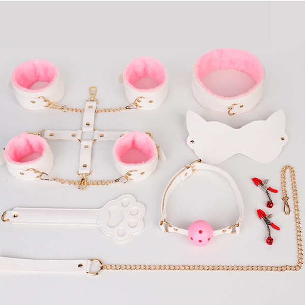 [Mã 124] Bộ SM bạo dâm mèo trắng cute | 9 món