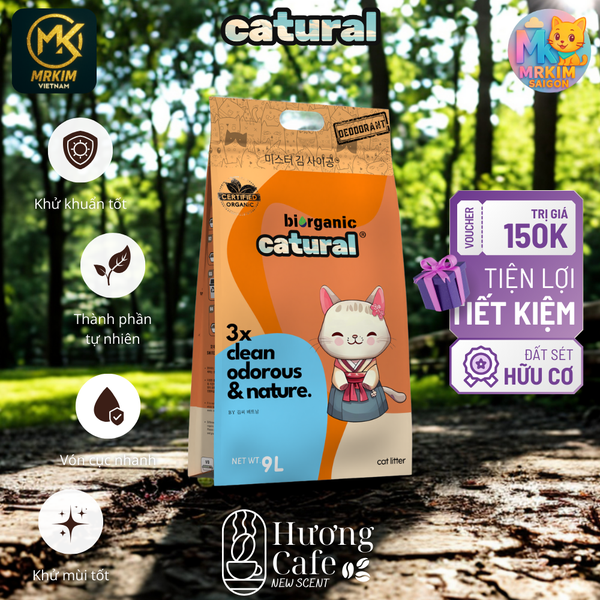Cát Đất Sét Catural Hương Cà Phê Khử Mùi Mạnh 9L (3.8kg) – Vệ Sinh Mèo Thơm Lâu, Vón Cục Nhanh