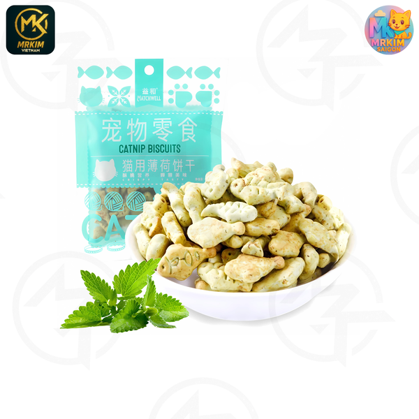 Bánh cá catnip, bánh thưởng cho mèo làm sạch răng miệng gói 40gr
