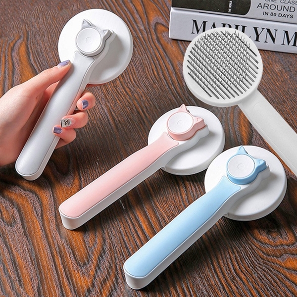 Lược chải lông chó mèo - lược chải lông mèo có nút bấm cho thú cưng