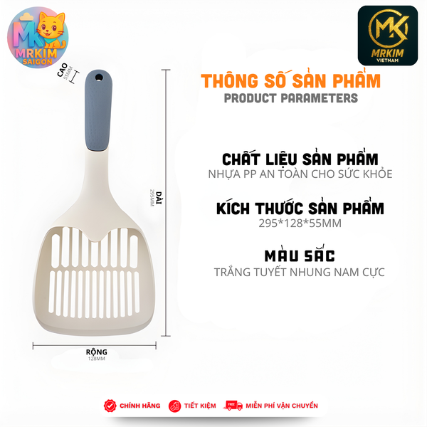 Xẻng Xúc Cát Mèo Chống Trượt Cao Cấp – Nhựa PP An Toàn, Siêu Bền, Dễ Vệ Sinh | MrKim Saigon