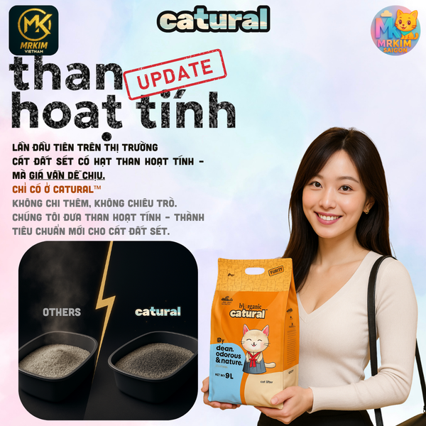 CÁT VỆ SINH CHO MÈO CATURAL BENTONITE MRKIM 3.8kg (9L) - HƯƠNG PHẤN