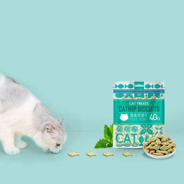 Bánh cá catnip, bánh thưởng cho mèo làm sạch răng miệng gói 40gr