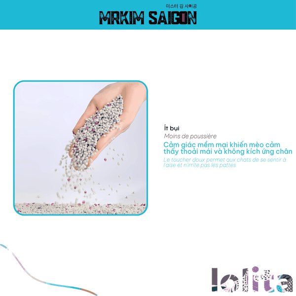 [3.8KG] CÁT VỆ SINH CHO MÈO LOLITA (9L) - HƯƠNG KẸO BUMBLE GUM - KHÔNG BẾT ĐÁY - KHỬ MÙI TỐT