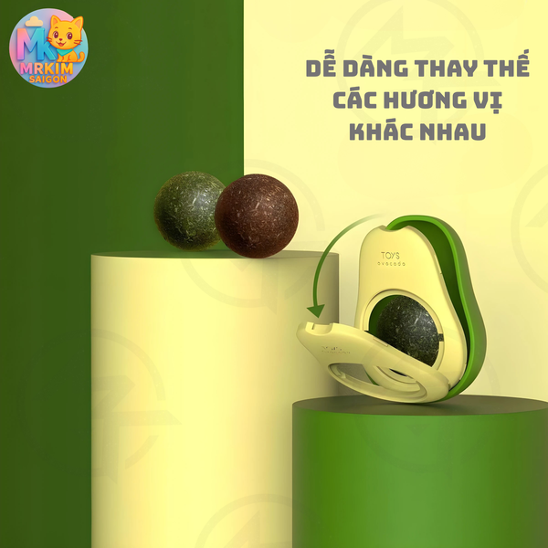 Cỏ Mèo Gắn Tường, Quả Mật, Viên Catnip Gắn Tường, Cỏ Bạc Hà Cho Mèo - Dạng Viên Tròn Xoay 360 Độ