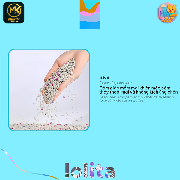 [3.8KG] CÁT VỆ SINH CHO MÈO LOLITA (9L) - HƯƠNG KẸO BUMBLE GUM - KHÔNG BẾT ĐÁY - KHỬ MÙI TỐT