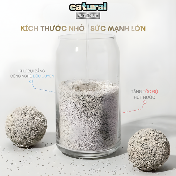 (CAO CẤP) Cát Bentonite Cho Mèo Hạt Siêu Mịn Catural Platinum Hương Coffee 3KG