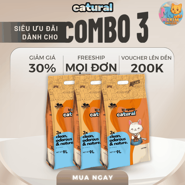 COMBO 3 GÓI CÁT BENTONITE MRKIM HƯƠNG PHẤN BABY 3.8kg - VÓN CỤC KHỬ MÙI TỐT