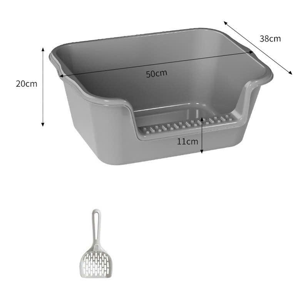 Khay Vệ Sinh Cho Mèo Size Lớn 50cm Chống Văng Cát - Tặng Kèm Xẻng