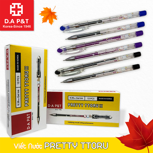 G-Star Bút Viết Pretty Ttoru 0.38mm (Xanh, Đỏ, Tím) (12 Cây/Hộp; 12 Hộp/Lốc; 96 Hộp/Thùng)