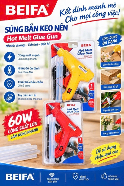 Beifa - Vỉ Máy Bắn Keo Nến + Tặng Kèm 2 Keo Nến 220v-60w UK25-1C (72 Cái/Thùng)