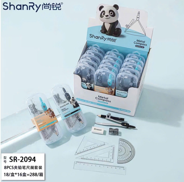 Compa Bộ 7 Món Bút Chì Gỗ SR 2094 (12 Cái/Hộp, 12 Hộp/Thùng)