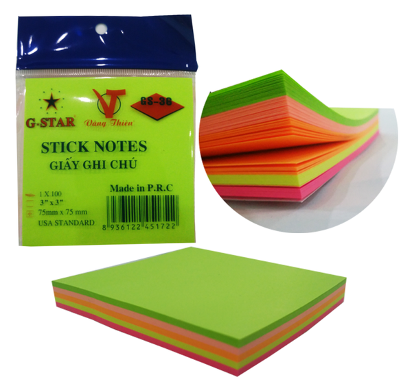 G-Star Giấy Note Neon 5 Màu Bảng Lớn