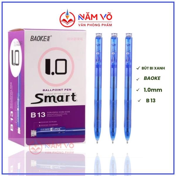 . Bút Bi Xanh Baoke/ Aihao Smart B13 (48 Cây/ Hộp; 60 Hộp/ Thùng)