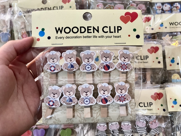 Kẹp gỗ hình dễ thương (10 Kẹp/Bịch)