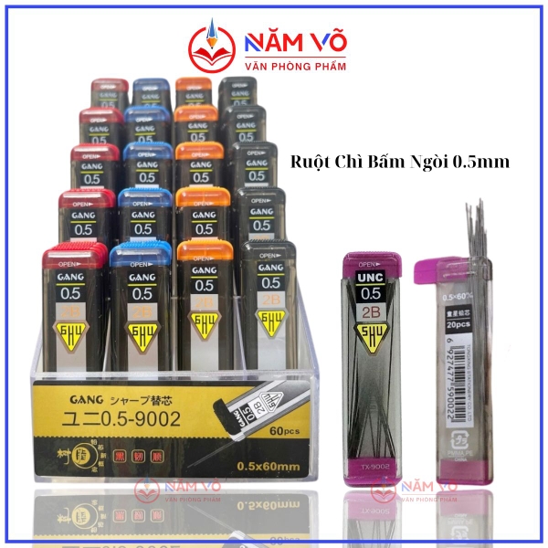 Ruột Chì Bấm 2B 0.5MM 9002 (60 Tuýp/Hộp; 24 Hộp/Thùng)