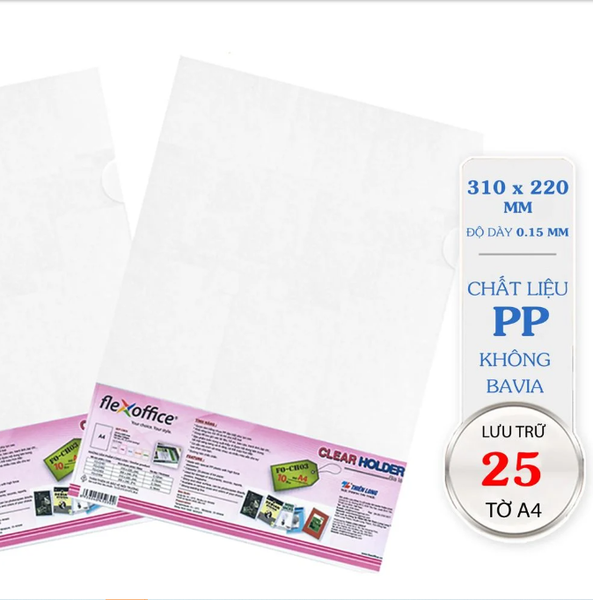 TL - Bìa lá A4 FO CH03 độ dày 0.15mm (10 Cái/ Xấp, 50 Cái/Xấp Lớn, 1.000 Cái/Thùng)