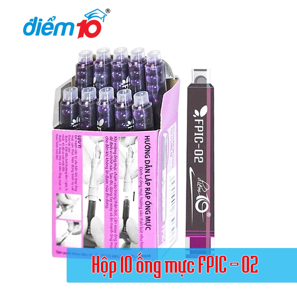 TL - Ống mực bút máy loại DÀI FPIC-02 (Xanh, Tím, Đen) (10 Ống/Hộp nhỏ; 100 Ống/Hộp Lớn) - HỘP NHỎ