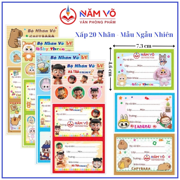 Nhãn 2 Ô (20 Nhãn/ Xấp; 10 Xấp/ Bó; 10 Bó/ Bịch)