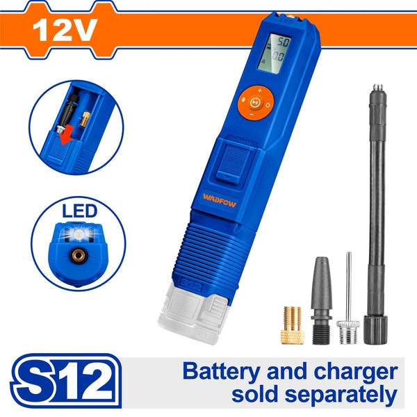 Máy Kiểm Tra Hơi Lốp Xe ô Tô Dùng Pin 12V (Chưa Pin & Sạc) WADFOW WLN1512