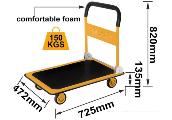 Xe đẩy hàng 4 bánh gấp gọn 150kg INGCO HPHT11502