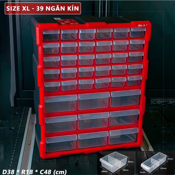 Tủ đựng dụng cụ nhựa 39 ngăn BISON BS386202A