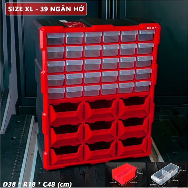 Tủ đựng dụng cụ nhựa 39 ngăn BISON BS386202B