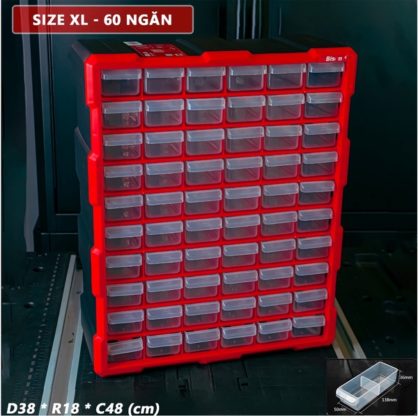 Tủ đựng dụng cụ nhựa 60 ngăn BISON BS386202D