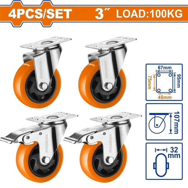 Bộ 4 Bánh Xe Đẩy Xoay 3