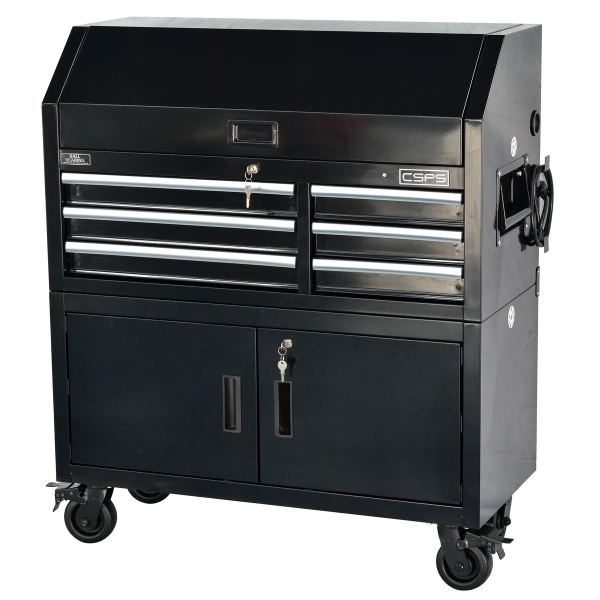 Tủ dụng cụ CSPS 104cm - 06 hộc kéo màu đen có bánh xe