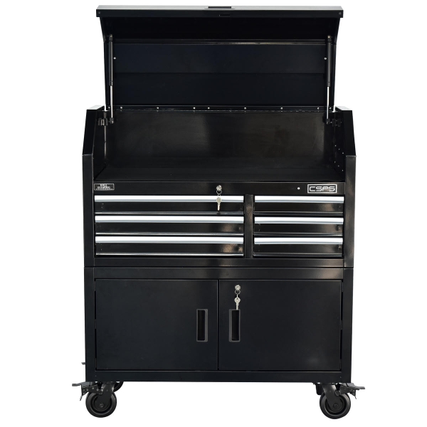 Tủ dụng cụ CSPS 104cm - 06 hộc kéo màu đen có bánh xe