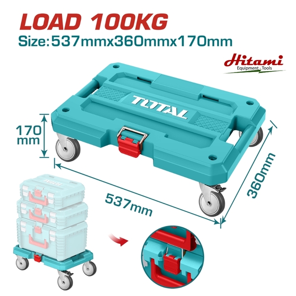 Xe 4 bánh kết nối với hộp đựng đồ nghề xếp chồng SUPER Total THTWB61001