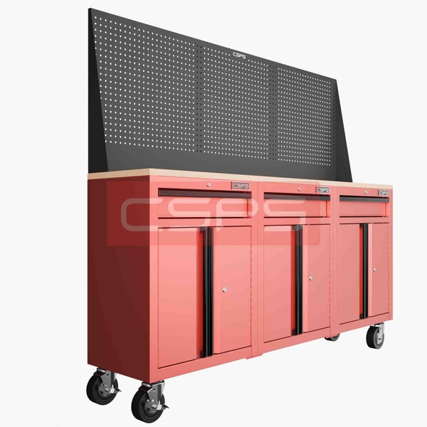 Tủ dụng cụ CSPS 183cm - 3 tủ màu Đỏ 03 hộc kéo