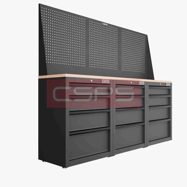 Tủ dụng cụ CSPS 183cm - 3 tủ màu Đen 12 hộc kéo