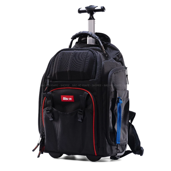 Balo kéo đựng đồ nghề Bison BS710281 vải Oxford 1680D 2 lớp độ bền cao, tay kéo nhôm, bánh xe chịu tải, nhiều ngăn chứa