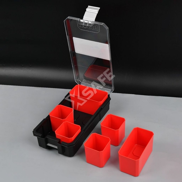 Hộp nhựa đựng linh kiện Bison 6 ngăn có thể tháo rời, kích thước 31x16.5x8.5cm, khóa nhôm chắc chắn
