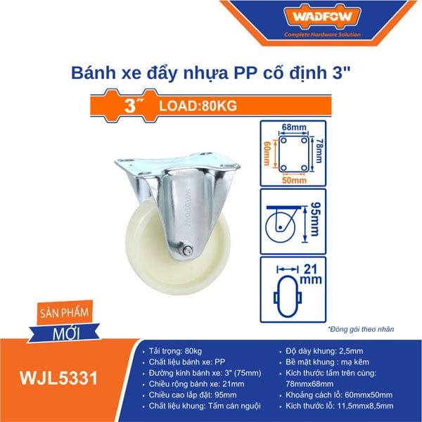 Bánh Xe Đẩy Nhựa PP Cố Định 3
