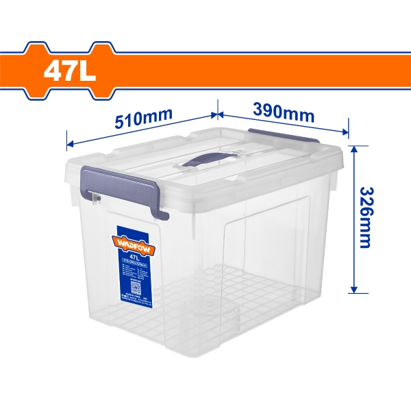 Thùng nhựa trong suốt dung tích 47L Wadfow WTB2350 510x390x326mm