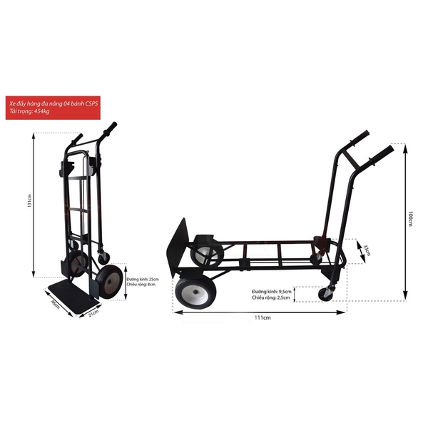 Xe đẩy hàng đa năng 04 bánh CSPS