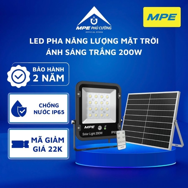 SFLD2-200T - Đèn led pha năng lượng mặt trời 200W trắng