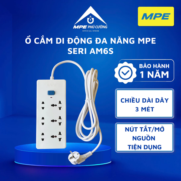 AM6S - Ổ cắm di động 3 ổ cắm đa năng 3 ổ cắm 2 chấu