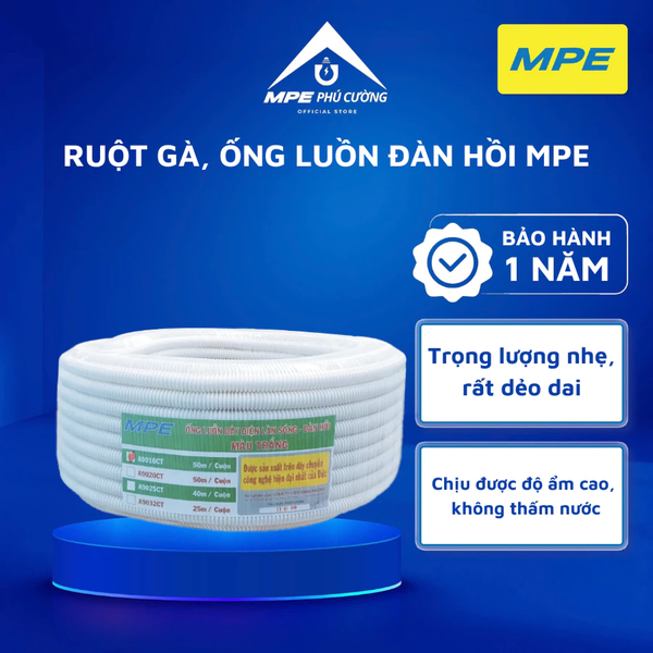 A9020CT - Ống ruột gà D20 màu trắng