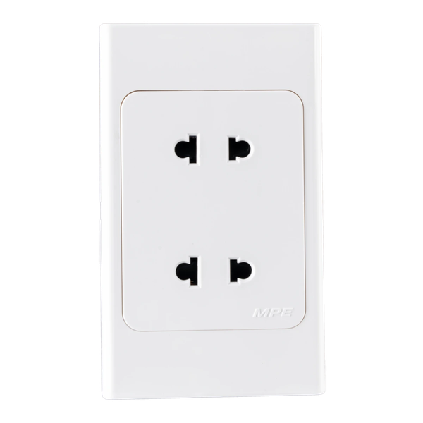 A20US2N - Ổ cắm đôi 2 chấu đế liền 16A KT120x70mm