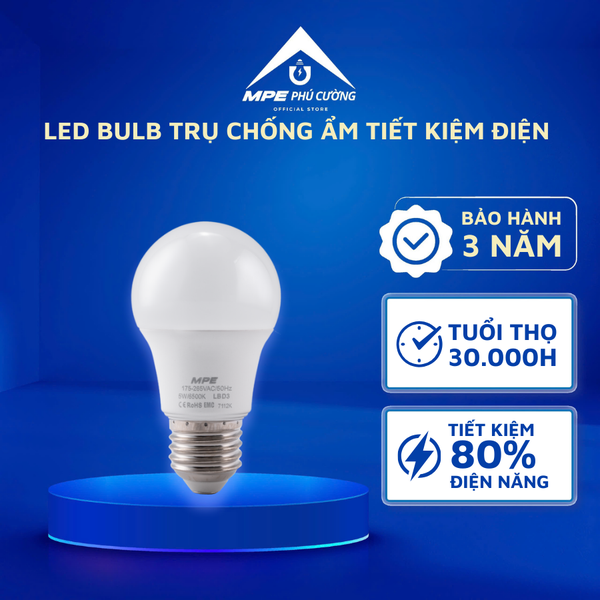 LBD3-5T - Đèn led bulb chống ẩm 5W trắng